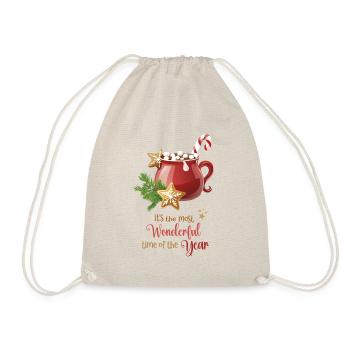 Cacao, most wonderful time of the year, red, gold - Turnbeutel - Natur - Vorne