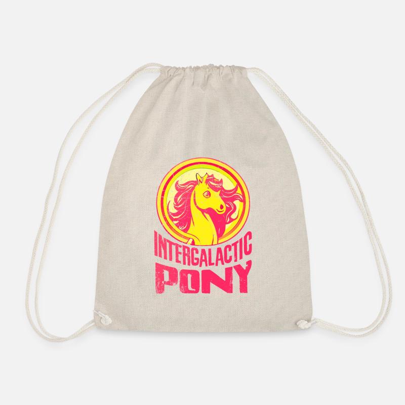 "Intergalactic Pony" Text, Logo, magenta, gelb - Turnbeutel - Natur