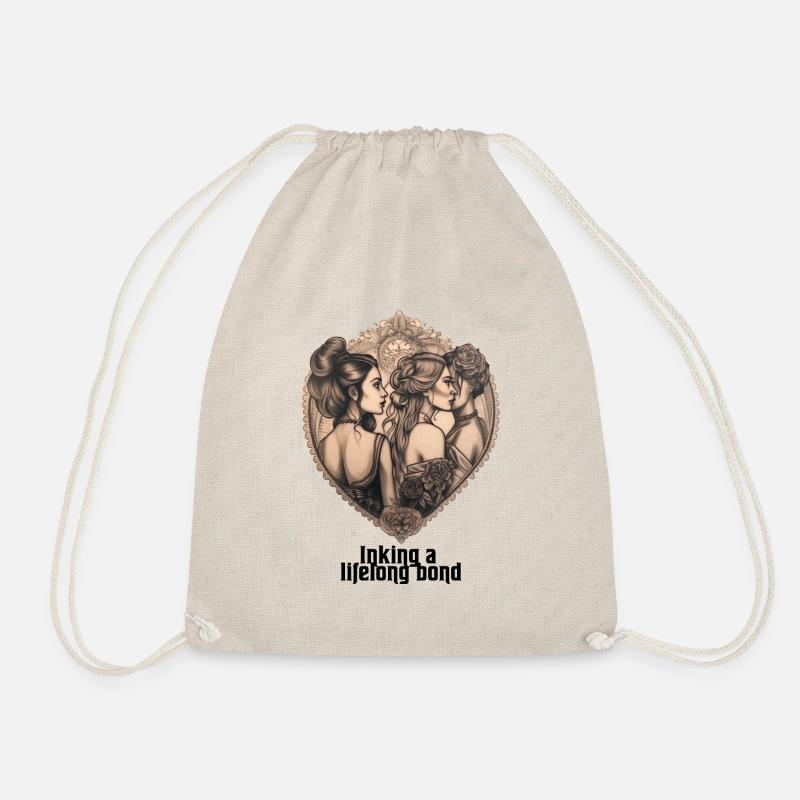 Inking A Lifelong Bond. inked bride - Drawstring Bag - nature