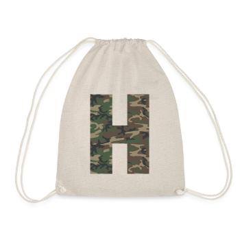 Lettre dure H dans le motif de camouflage! - Sac de sport léger - nature - Devant