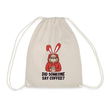 Did Someone Say Coffee? Moody Cat in Bunny Ears - Drawstring Bag - nature - Front