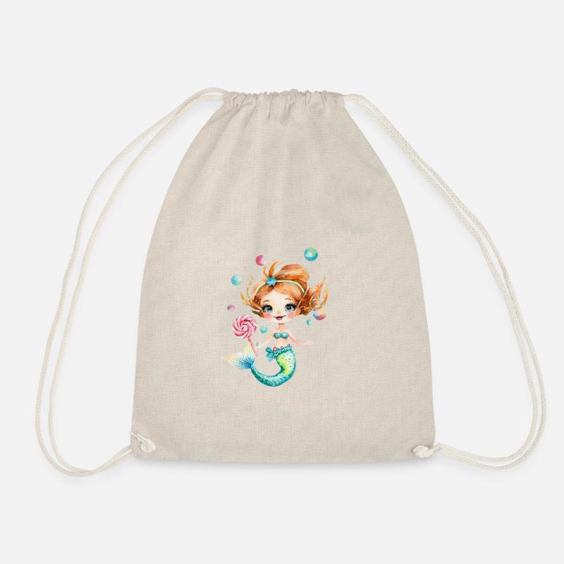 Little mermaid with lollipop - Drawstring Bag - nature