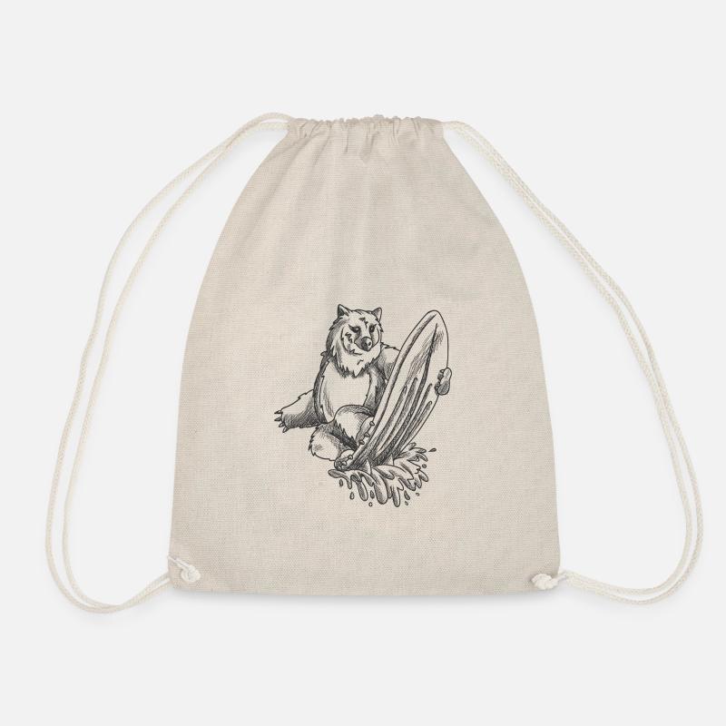 Surfing bear - Drawstring Bag - nature