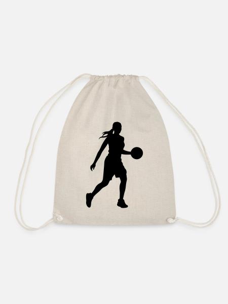 Basketballerin Silhouette Basketball Spielerin Fra - Turnbeutel - Natur