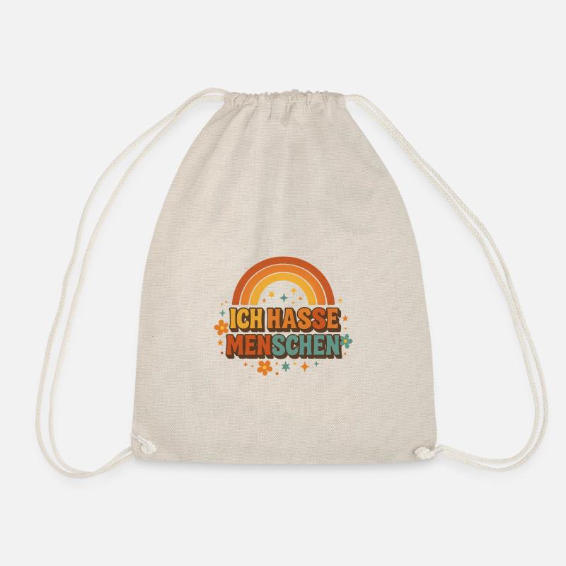 Ich hasse Menschen Regenbogen Retro - Turnbeutel - Natur