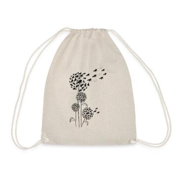 Pusteblume mit Blüte und Tölt Schwarz - Turnbeutel - Natur - Vorne