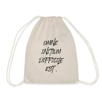 all beginning is difficult Latin quotation scripture - Drawstring Bag - nature - Front