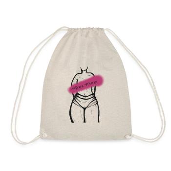 Drawing Woman Body "FEEL FREE" Feminism - Drawstring Bag - nature - Front