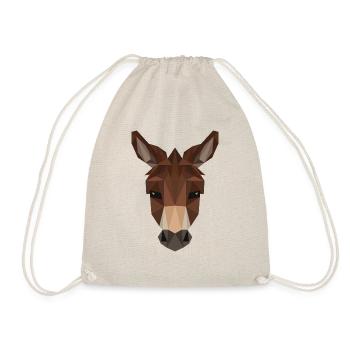 Donkey Art Cute Artsy Mule Animal Wildlife Nature - Drawstring Bag - nature - Front