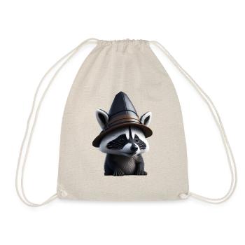 Raton laveur avec chapeau - Sac de sport léger - nature - Devant