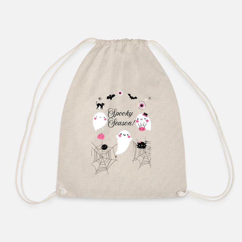 Black and Pink Illustrated Spooky Season - Drawstring Bag - nature