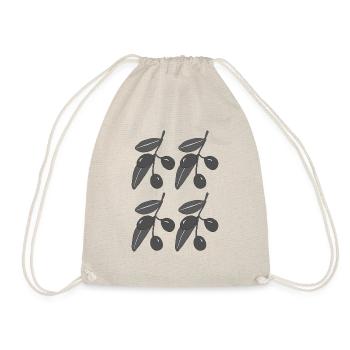 Olive branches black white - Drawstring Bag - nature - Front