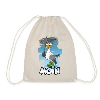 Möwe mit Regenschirm und Gummistiefel - Moin - Turnbeutel - Natur - Vorne