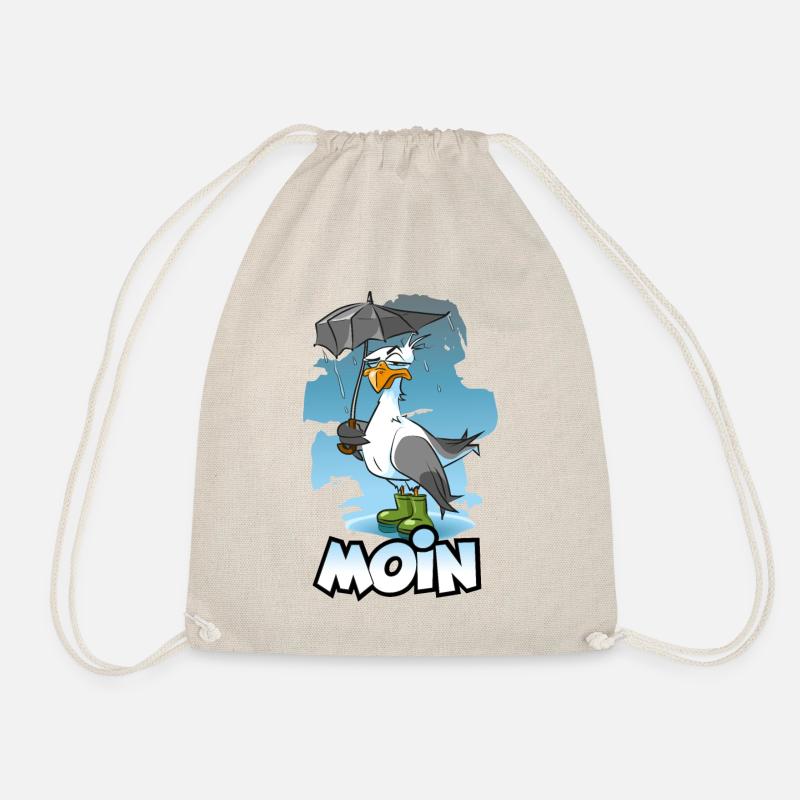 Möwe mit Regenschirm und Gummistiefel - Moin - Turnbeutel - Natur