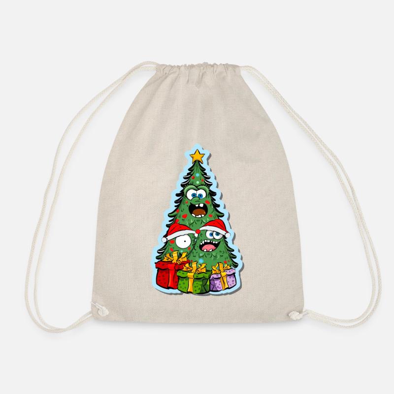 funny christmas tree - Drawstring Bag - nature