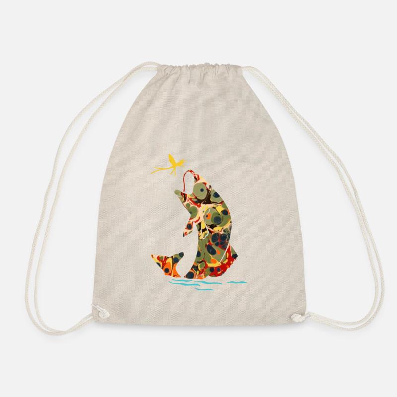 fisch mit libelle e 41 - Turnbeutel - Natur