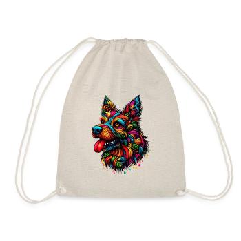 DOG COLORFUL COLORFUL RAINBOW GRAFFITI BLOB - Drawstring Bag - nature - Front