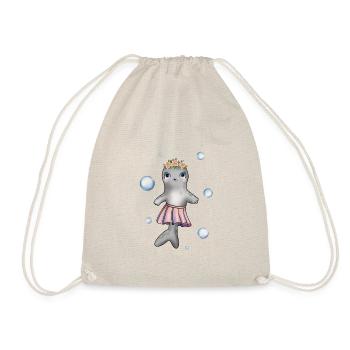 Little baby seal with flower wreath and skirt - Drawstring Bag - nature - Front