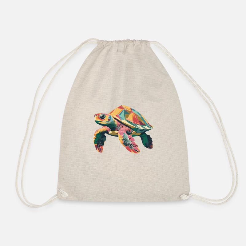 Prismatic Turtle - Drawstring Bag - nature