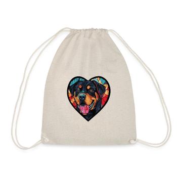 Rottweiler Dog Heart Love - Drawstring Bag - nature - Front