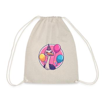 Ostrich Birthday Comic - Drawstring Bag - nature - Front
