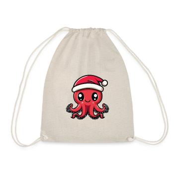Oktopus Weihnachten Christmas - Turnbeutel - Natur - Vorne