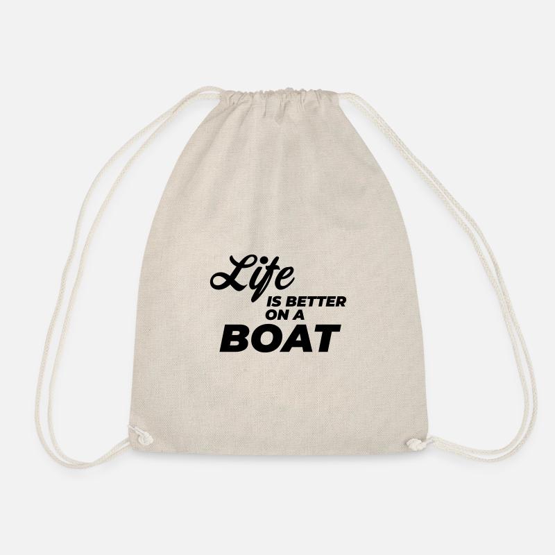 life is better on a boat captian - Drawstring Bag - nature