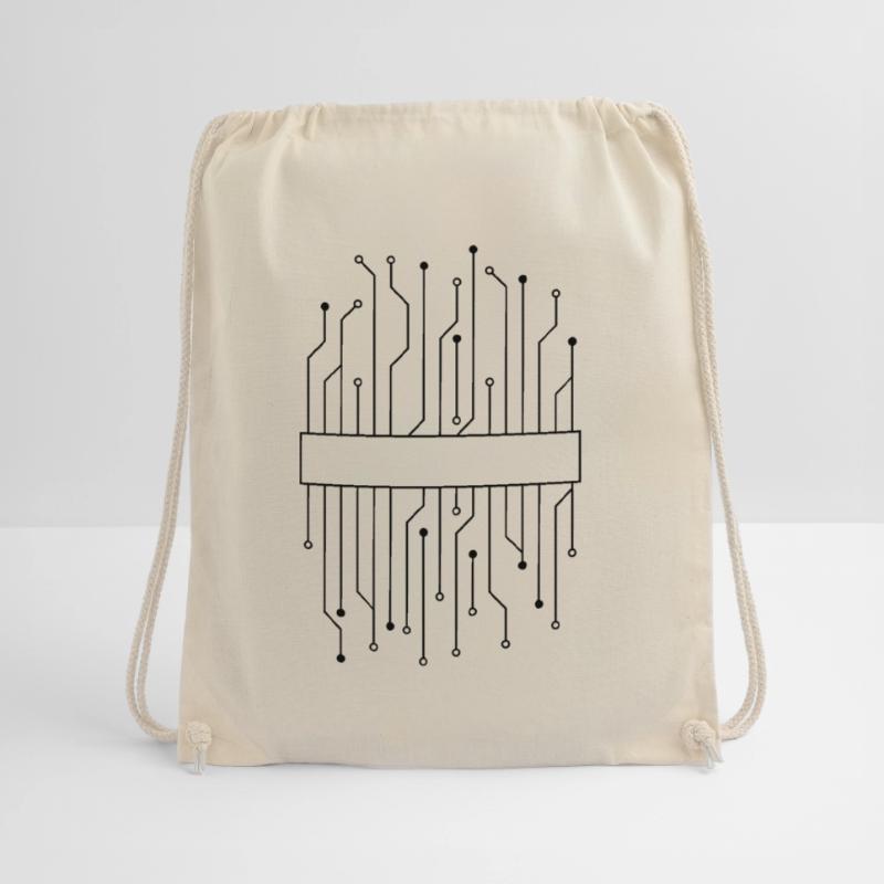 shield frame text circuit wire data microch Drawstring Bag
