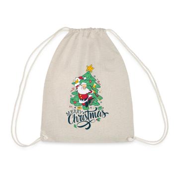 Fröhlicher Weihnachtsmann - Turnbeutel - Natur - Vorne