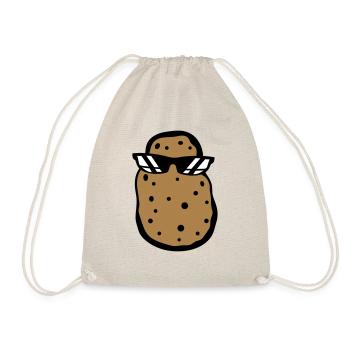 sunglasses cool guy eating potato delicious cook - Drawstring Bag - nature - Front