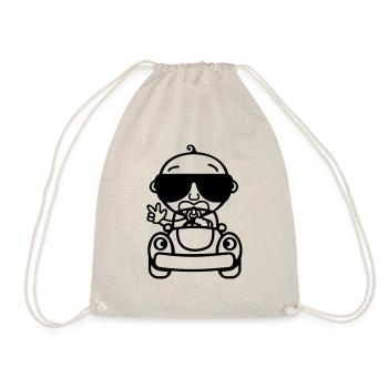 Baby Cool fährt Auto - Turnbeutel - Natur - Vorne