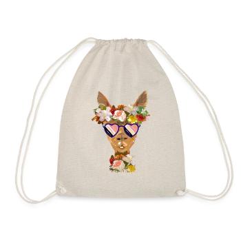 Llama with flowers and sunglasses - Drawstring Bag - nature - Front