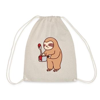 Sloth Painting Falling Asleep Ironic Lazy Tired - Drawstring Bag - nature - Front