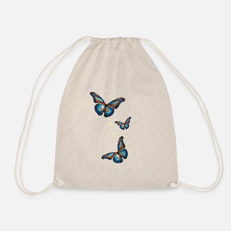 Butterflies,Sequins,Stars,Butterfly - Drawstring Bag - nature