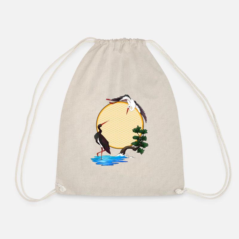 Storks - Japan - Alsace - Sun - Drawstring Bag - nature