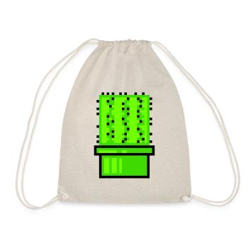 Cactus Cacti Retro Video Game Pixel Flower Pot - Drawstring Bag - nature - Front