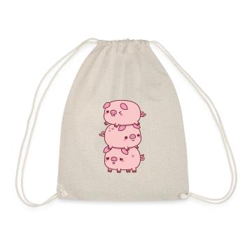 Pile mignonne de trois petits cochons drôle - Sac de sport léger - nature - Devant