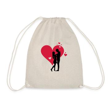 Liebe - Paar Herz - Turnbeutel - Natur - Vorne