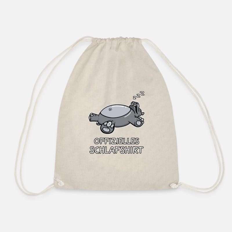 Hippo Nilpferd Schlafshirt Pyjama Geschenkidee - Turnbeutel - Natur