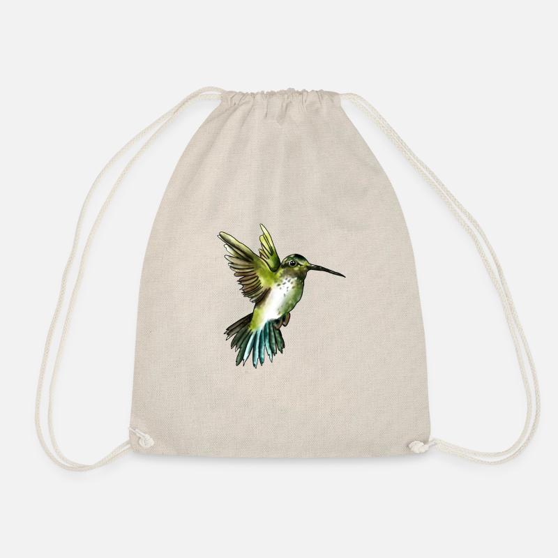 Süßer, hangemalter, blauer Kolibri - Turnbeutel - Natur