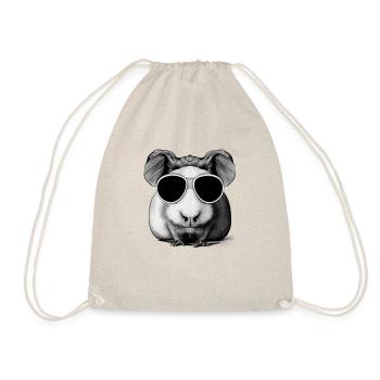 Guinea pig cool sunglasses funny design 13 - Drawstring Bag - nature - Front