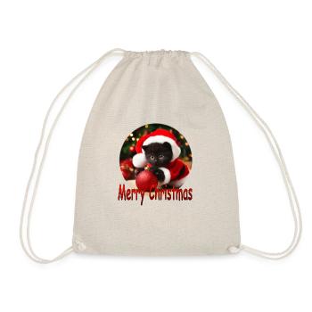 Merry Christmas Cat 02 - Turnbeutel - Natur - Vorne