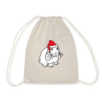 Bunny Santa Claus Christmas Hat Hat Gift - Drawstring Bag - nature - Front