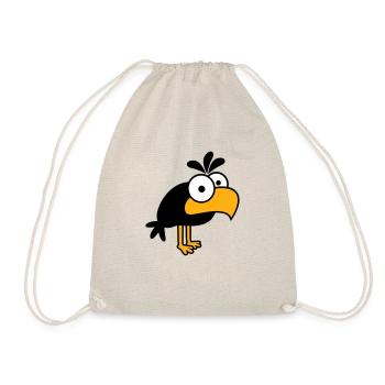 Rabe Comic Vogel steht guckt lustig Cartoon Humor - Turnbeutel - Natur - Vorne