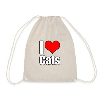 I love cats Spruch - Turnbeutel - Natur - Vorne