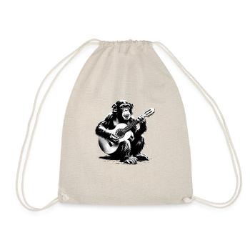 Monkey Orchestra Guitar Street Art Banksy Style - Drawstring Bag - nature - Front