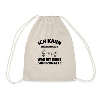 Ich kann Gebärdensprache! Was ist deine Superkraft - Turnbeutel - Natur - Vorne
