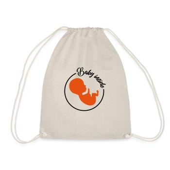 baby inside | pregnant pregnancy inside mom - Drawstring Bag - nature - Front