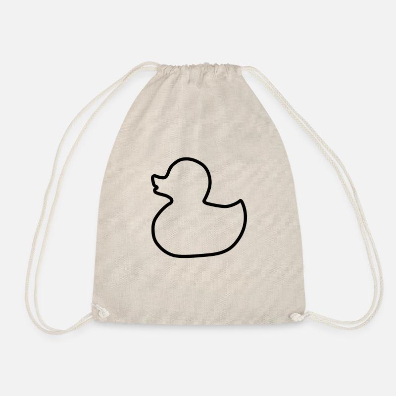 Bathing Duck Contour Squeaky Duck Icon Outline Graphic - Drawstring Bag - nature