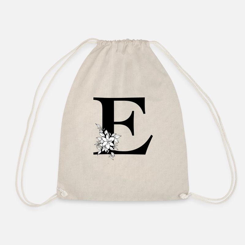 Letter E - Drawstring Bag - nature
